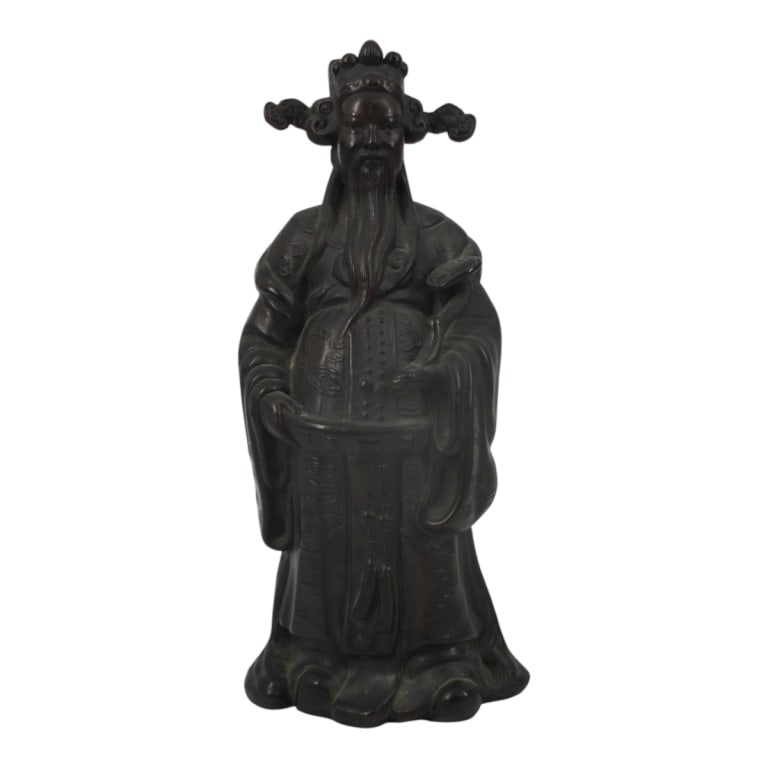 Vintage Chinese Bronze "Sanxing/Deity" Figure: Vintage Chinese Bronze "Sanxing/Deity" Figure. Unsigned. Measures 10" H. Condition: Good vintage condition.; Estimate 150 - 250 Domestic shipping Third Party