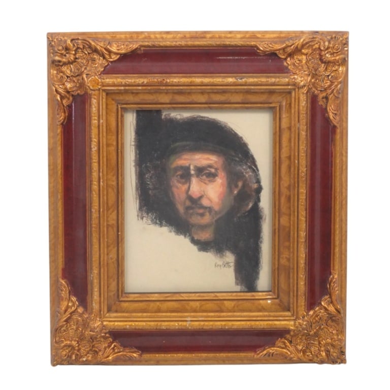 Ray Betts Pastel "Portrait of a Man": Ray Betts (American, 20/21st C) Pastel "Portrait of a Man". Signed lower right. Framed and under glass. Measures 9-1/2" x 7-1/2", frame 17-1/2" x 15-1/2". Condition: Good condition. Estimate 60 - 120