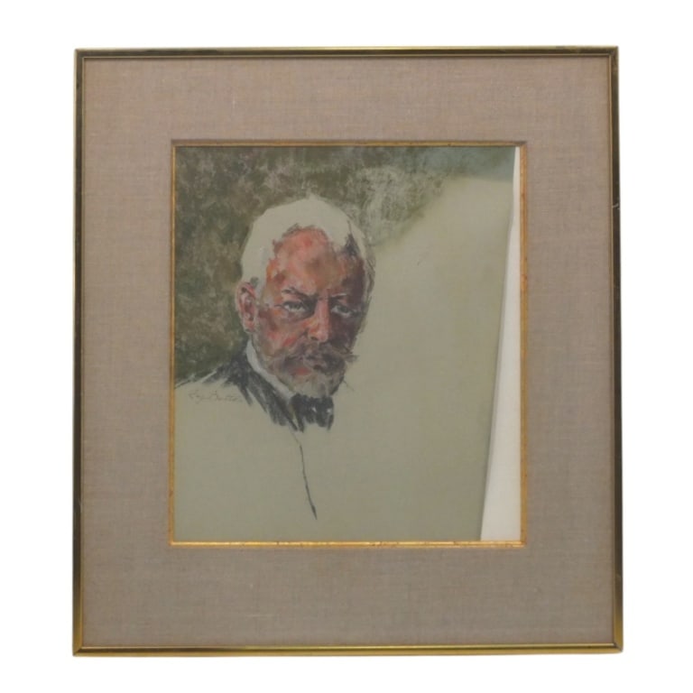 Ray Betts Pastel/Paper "Portrait of a Gentleman": Ray Betts (American, 20/21st C) Pastel on paper "Portrait of a Gentleman". Signed. Framed and under glass. Measures 13" x 11-1/2", frame 20-1/4" x 18-1/4". Condition: Good condition. Estimate 60 -