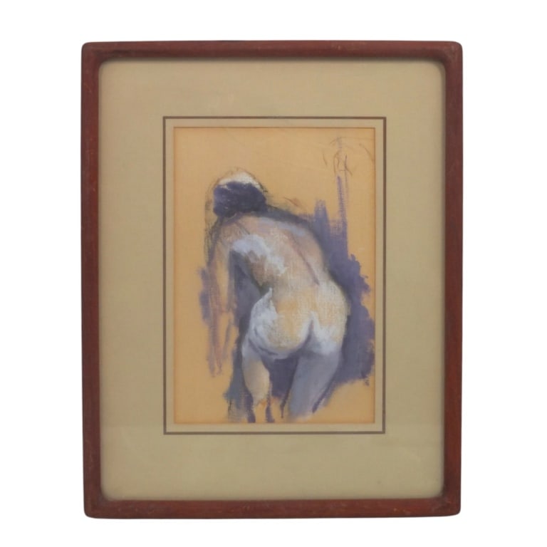 Ray Betts Pastel on Paper "Nude Study": Ray Betts (American, 20/21st C) Pastel on Paper "Nude Study". Unsigned. Framed and under glass. Measures 11-1/2" x 7-3/4", frame 19" x 15". Condition: Toning or in good condition. Estimate 60 - 120