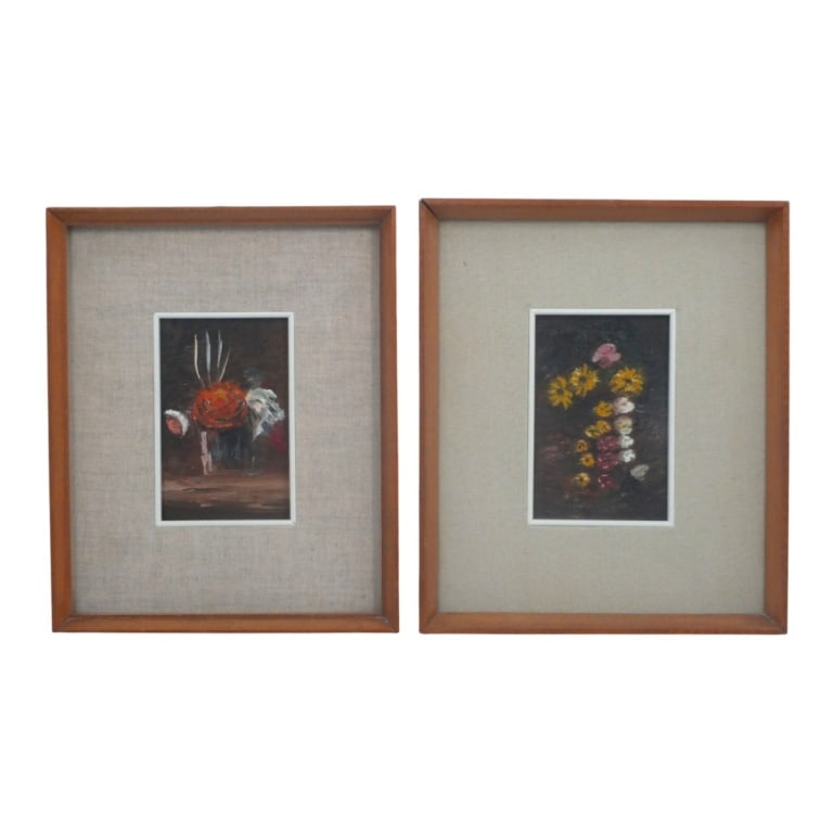 Two Miniature Vintage Oil Paintings "Still Life" (1 of 4)