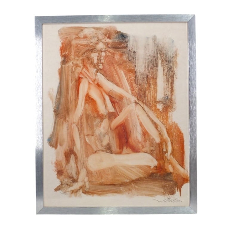 N. Watson (20th Century): N. Watson (20th Century) "Portrait of a Nude" Reverse Painted Artwork, Signed Lower Left. Sight measures 19-5/8" x 15-5/8". Frame measures 21-1/2"x 17-1/2". Condition: Good condition. Estimate 100 - 3