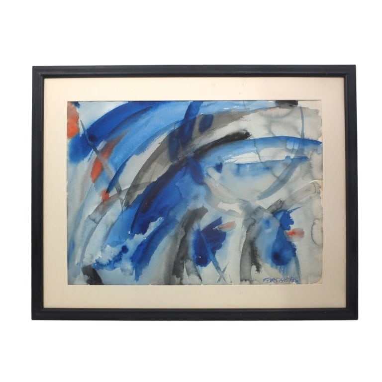 Vintage Abstract Watercolor Signed Forsberg: Vintage Abstract Watercolor Signed Forsberg lower right. Framed, no glass. measures 22" x 30-1/2", frame 30-3/4" x 39-1/4". Condition: Good condition. Estimate 100 - 1000 Domestic shipping Third Party