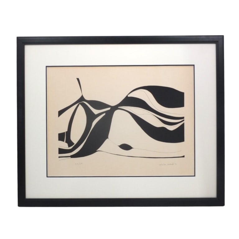 Isabella Ismondi Lithograph "Abstract Nude '71': Isabella Ismondi (20th C) Lithograph "Abstract Nude '71". Pencil signed, dated and numbered 26/45. Framed, matted, no glass. Measures 18-1/2" x 24-1/2", frame 28-1/2" x 34-3/4". Condition: Good