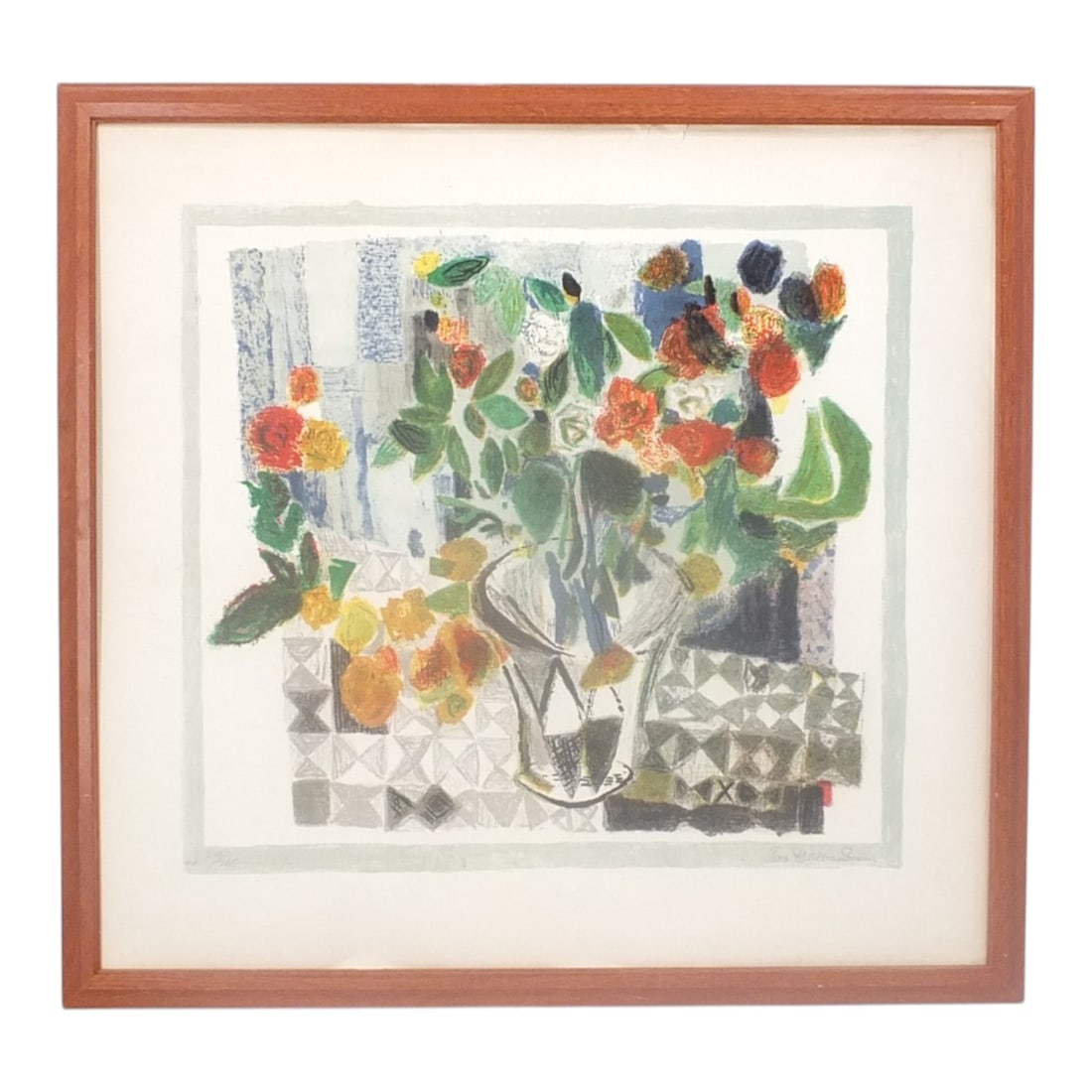 Lars Gulbrandsen Color Lithograph "Still Life": Lars Gulbrandsen Color Lithograph "Still Life". Pencil signed and numbered 240/265. Framed, no glass. Measures 22-3/4" x 24" (sight), frame 25" x 26-1/2". Condition: Light soiling or in good