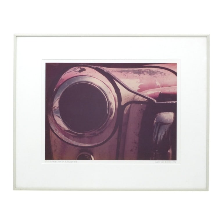 Gary San Pietro 1972 Photograph: Gary San Pietro (American, 1940-2017) 1972 Photograph "Reflection in a Golden Eye". Signed, dated, titled and numbered 3/25 in pencil, artists label verso. Framed under glass. Measures 10" x 13-1/2",