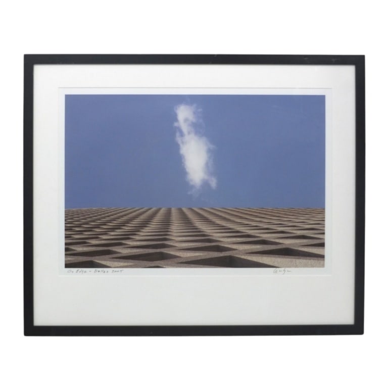 Alan Gavalya Digital Photograph "On Edge": Alan Gavalya (American, 20th C) Digital Photograph "On Edge - Dallas 2005". Signed and titled, artists label to verso. Framed under glass. Measures 14-1/4" x 21" (sight), frame 21-1/2" x 26-1/4".
