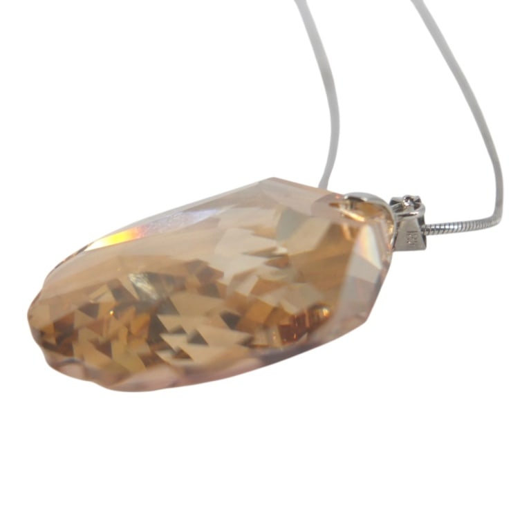 Vintage Topaz Crystal Shell Pendant Necklace - 3