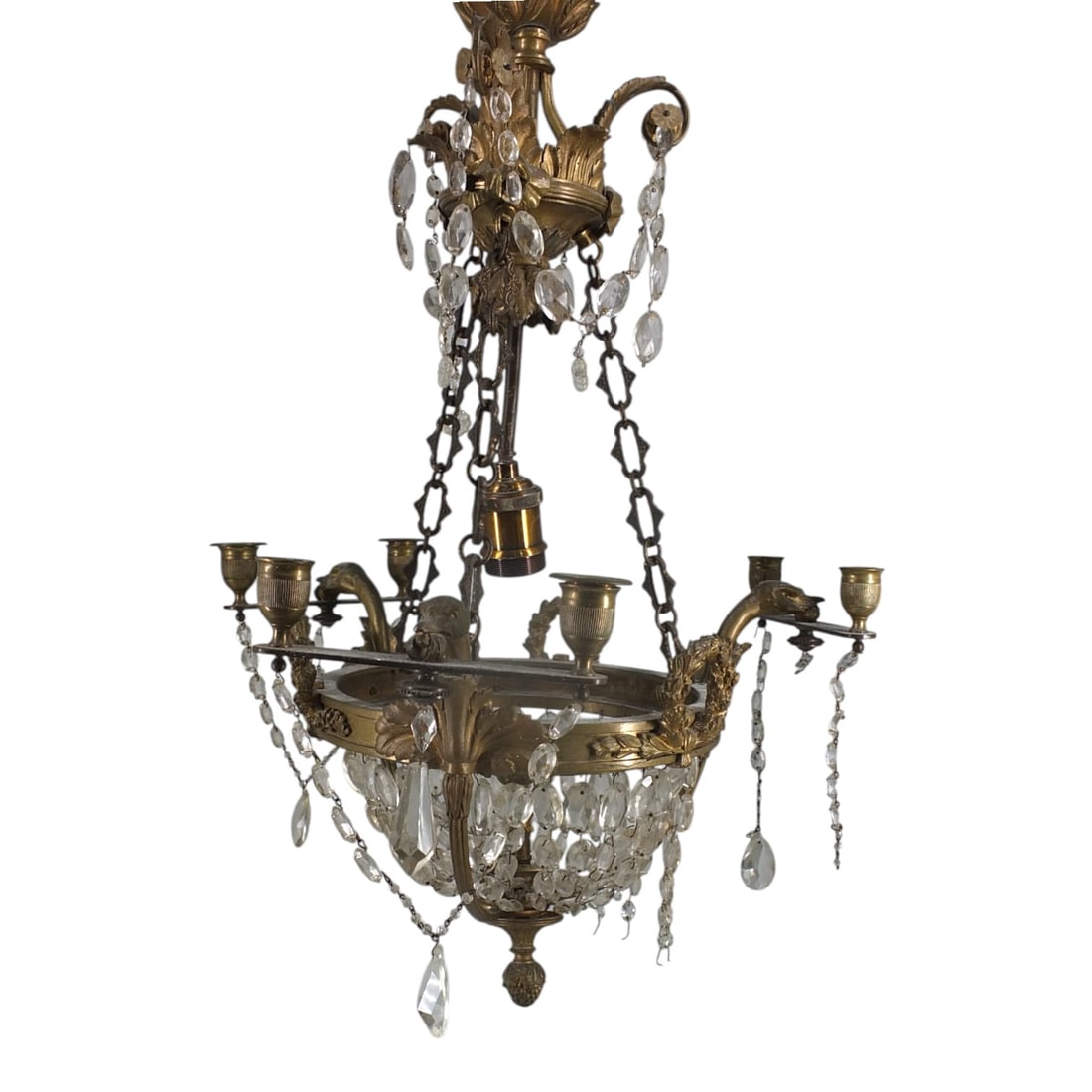 Antique Louis XVI Style Bronze Crystal Chandelier (1 of 4)