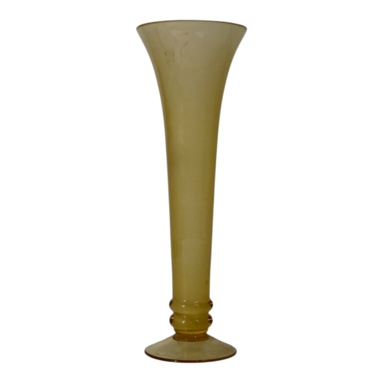 Vintage Murano Style Vase: Vintage Murano Style Amber Color Glass Vase. Measures 13-1/8" x 4-1/2". Condition: Good condition. Estimate 20 - 80 Domestic shipping Third party