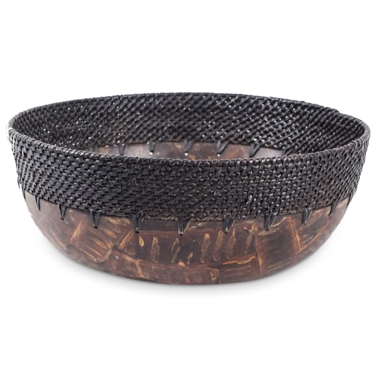 Large Tribal style Bowl: Large Tribal style Handwoven Bowl. Measures 5" x 12-1/2". Condition: Good condition Estimate 50 - 150 Domestic shipping Third Party