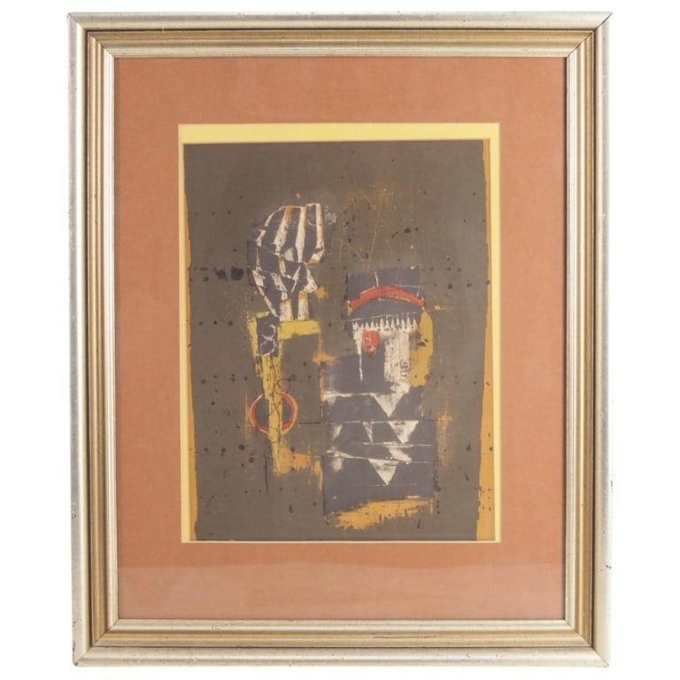 Johnny Friedlaender (1912 - 1992): Johnny Friedlaender, German (1912 - 1992) Lithograph on Paper "Composition II". Coa attached en verso. Sight measures 13-7/8" x 10-1/2". Frame measures 22-3/4" x 18-3/4". Condition: Typical toning to 