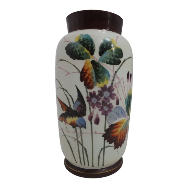 Antique Bristol Vase: Antique Bristol Glass Vase. Measures 12-3/4" x 6-1/4". Condition: Good condition. Estimate 20 - 80 Domestic shipping Third party