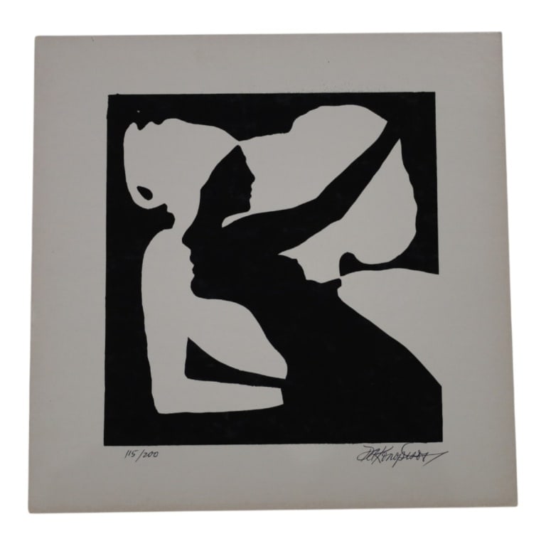 Dean Konopisos (American 20th Century)36=: Dean Konopisos (American 20th Century) Serigraph on Paper "Abstract Silhouette" Hand Signed and Numbered 115/200. Sheet measures 11" x 11". Condition: Good condition. Estimate 20 - 80 Domestic shippin