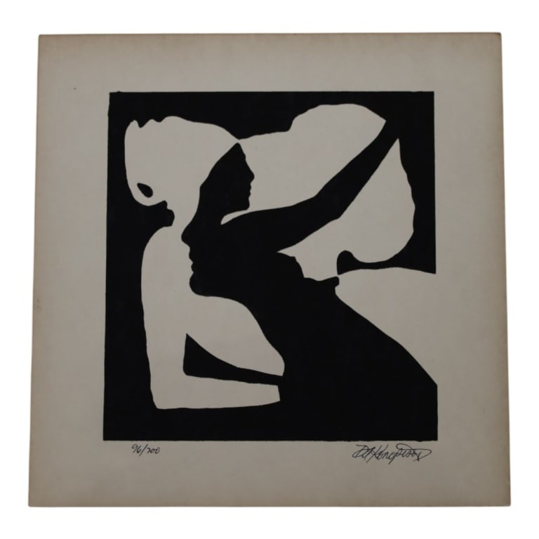 Dean Konopisos (American 20th Century): Dean Konopisos (American 20th Century) Serigraph on Paper "Abstract Silhouette" Hand Signed and Numbered 96/200. Sheet measures 11" x 11". Condition: Toning to the border. Estimate 20 - 80 Domestic sh