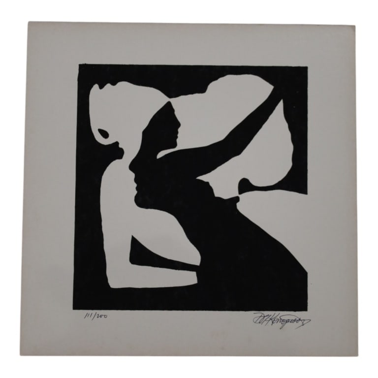Dean Konopisos (American 20th Century): Dean Konopisos (American 20th Century) Serigraph on Paper "Abstract Silhouette" Hand Signed and Numbered 111/200. Sheet measures 11" x 11". Condition: Good condition. Estimate 20 - 80 Domestic shippin