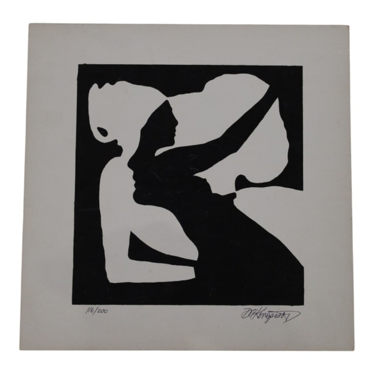 Dean Konopisos (American 20th Century): Dean Konopisos (American 20th Century) Serigraph on Paper "Abstract Silhouette" Hand Signed and Numbered 116/200. Sheet measures 11" x 11". Condition: Good condition. Estimate 20 - 120 Domestic shippi