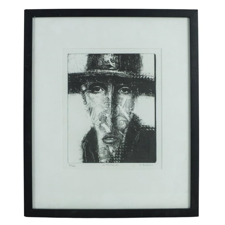 C. Blades (20th Century): C. Blades (20th Century) Lithograph on Paper "Witness 4" Signed and Numbered 26/44. Measures 9" x 7-1/4". Frame measures 15-3/8" x 12-7/8". Condition: Good condition. Estimate 50 - 150 Domestic shippi