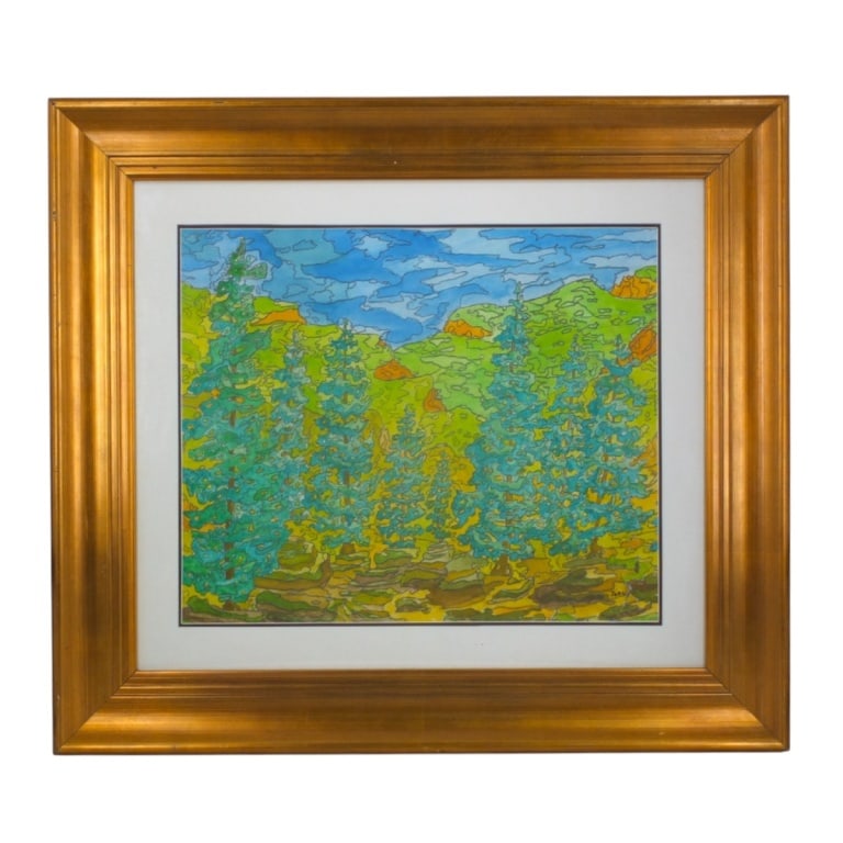 Large Framed Watercolor & Graphite "Landscape": Large Framed Watercolor & Graphite "Landscape". Signed 'John' lower right. Well framed and presented under glass screen. Measures 19" x 22-3/4" (sight), frame measures 31-3/4" x 35-1/4" Condition: