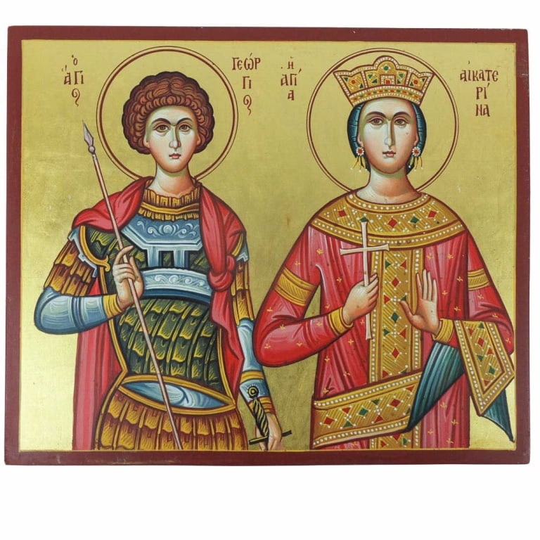 Vintage Italian Hand Painted Religious Icon: Vintage Italian Religious Icon Hand Painted on Wooden Plaque. Overall measures 11-5/8" x 13-7/8". Condition: Good condition. Estimate 50 - 100 Domestic shipping Third Party