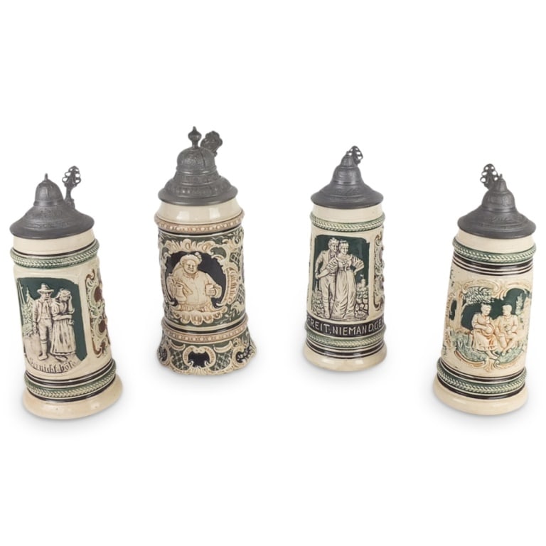 Grouping of Vintage German Lidded Steins (1 of 4)
