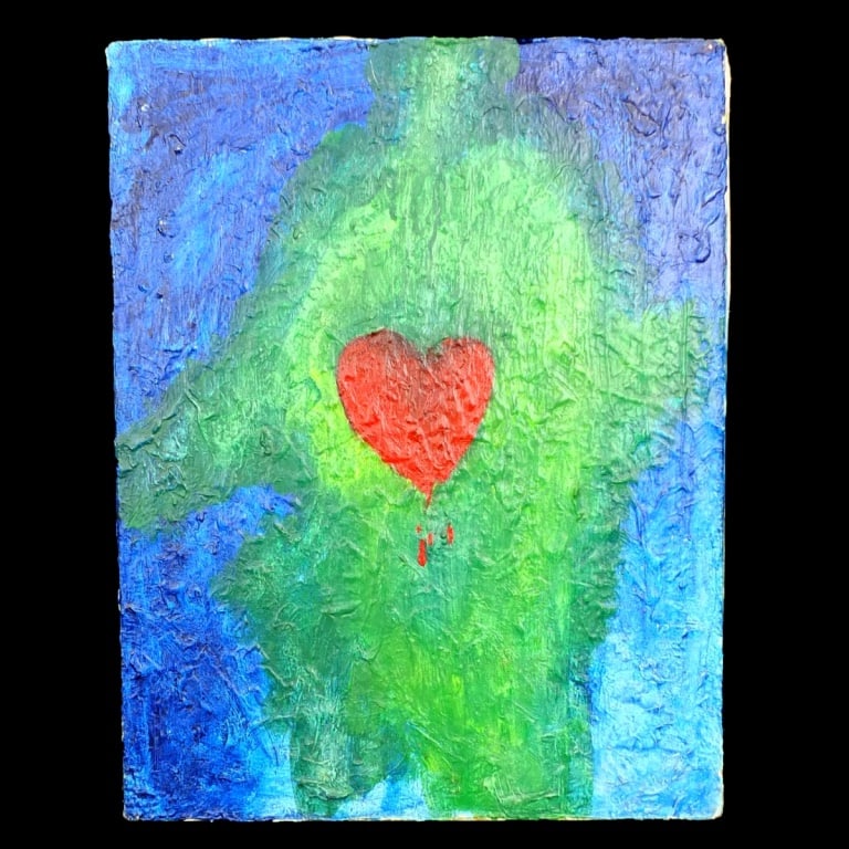 Jim Dine Style Oil on Canvas "Heart" (1 of 4)