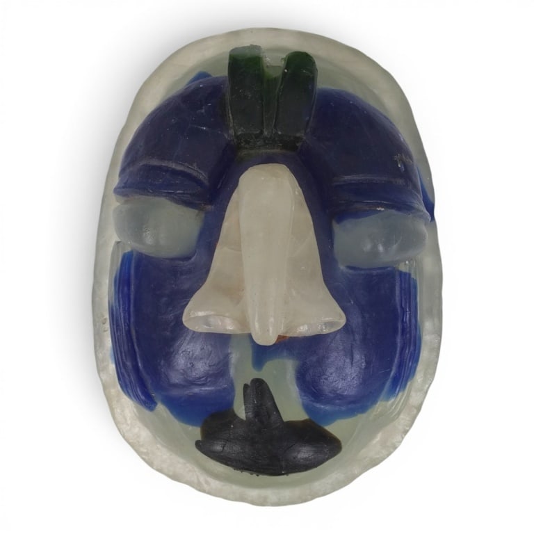 Retro Carved Art Glass Face Sculpture: Retro Massive Italian Carved Art Glass Face Sculpture. Unsigned. Measures 16-1/2" x 12" x 6". HEAVY! Condition: Good condition. Estimate 400 - 800 Domestic shipping Third Party
