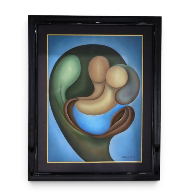 Liliana Alvarez Oil on Canvas "Figural Abstract": Liliana Alvarez (Puerto Rico/Florida, 20/21st C) Oil on Canvas "Figural Abstract". Signed lower right and verso. Measures 38-3/4" x 28-3/4" (sight), frame 51" x 41". Condition: Light scuff center
