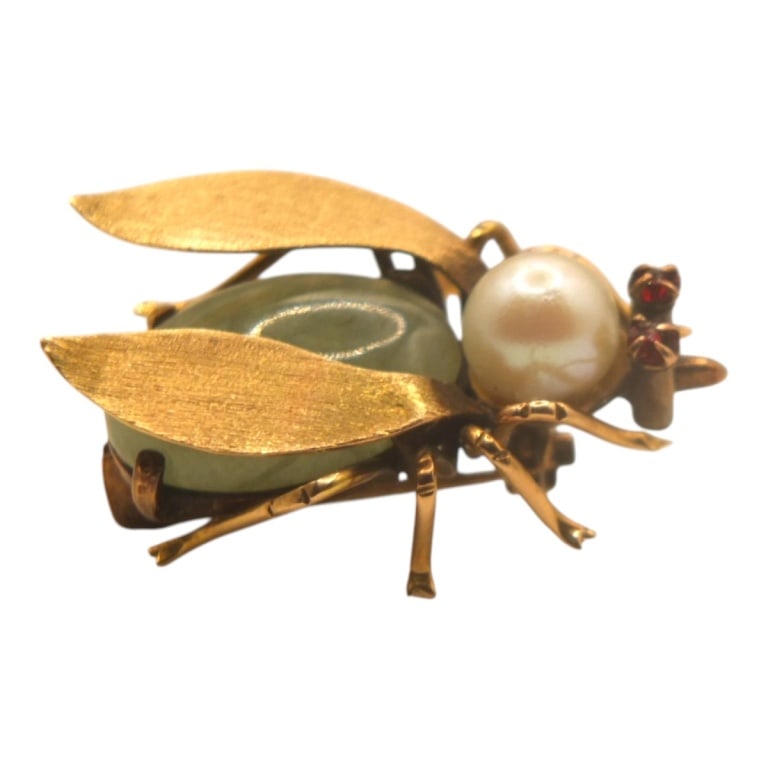Vintage 14K & Gemstone Insect Pin / Brooch (1 of 4)