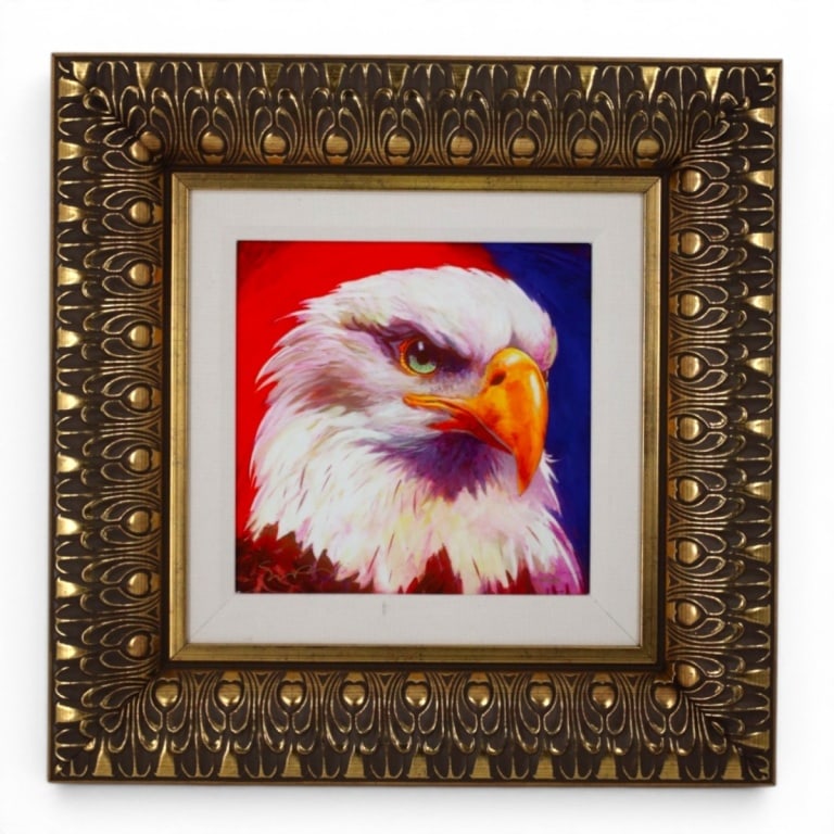Simon Bull Limited Edition "The Power and Glory": Simon Bull (British, b. 1958) Limited Edition Dye-Sublimation Multiple on Aluminum "The Power and Glory", 2016. Signed and numbered 120/950. Measures 9-1/2" x 9-1/2", frame 19-1/4" x 19-1/4".