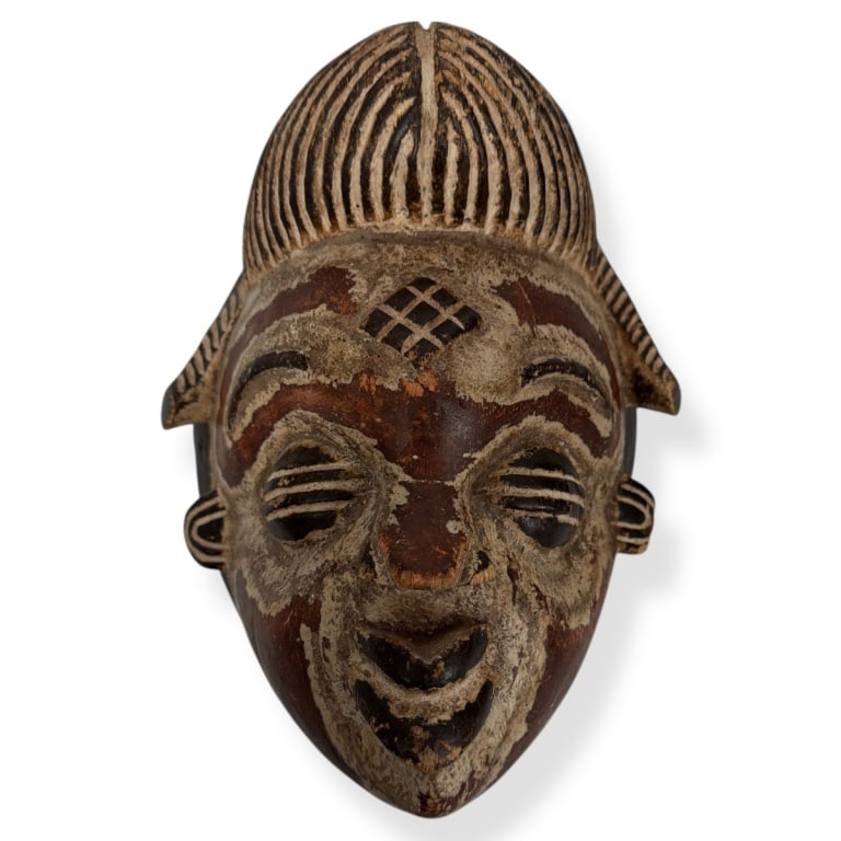 Vintage Punu Mukudj Gabon Polychrome Carved Mask (1 of 2)
