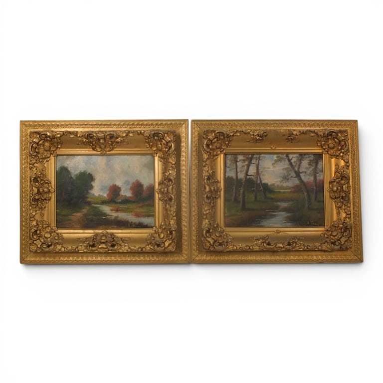Pair Antique A. Thum Oil on Canvas Landscapes (1 of 6)