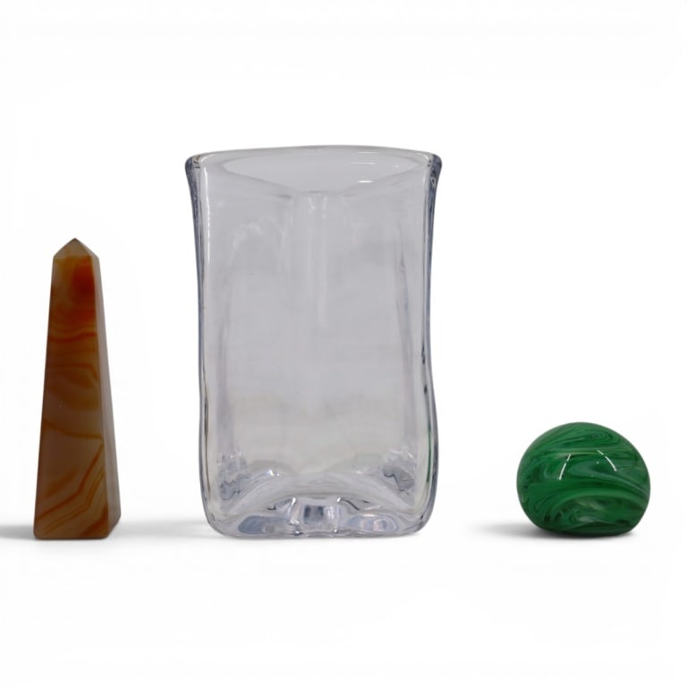 3 Pc Glass and Stone Tabletop Lot (1 of 6)