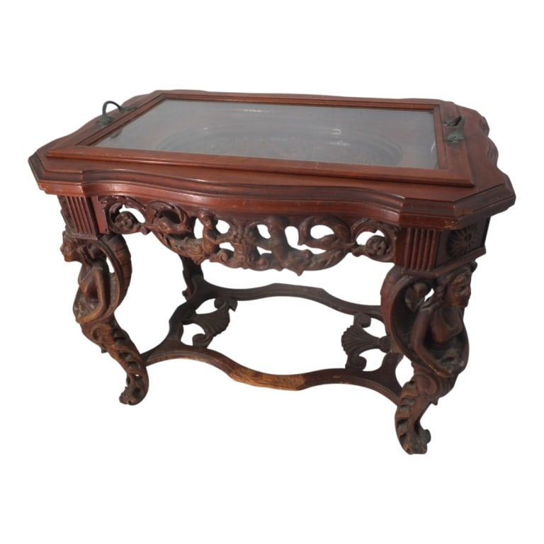 Antique Victorian Carved Walnut Tray Table (1 of 8)