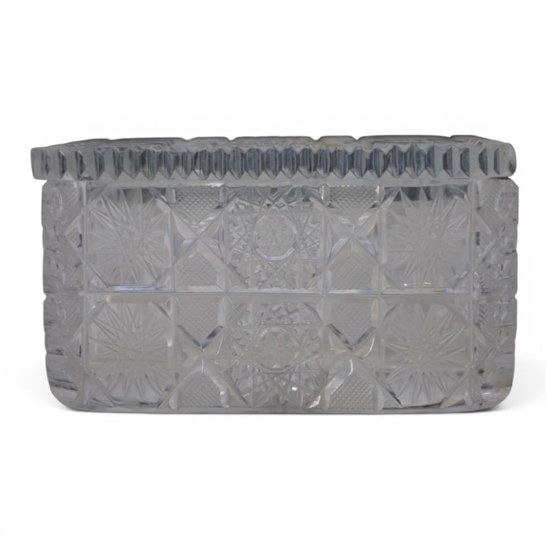 Vintage Heavy Pressed Glass Trinket Box (1 of 3)