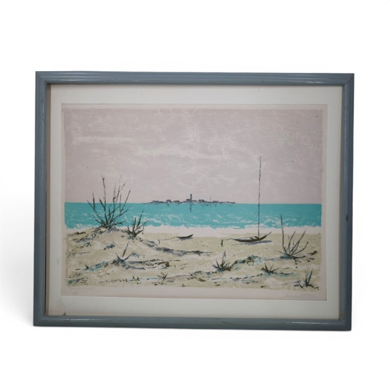 Ivan Mosca (20th century): Ivan Mosca (20th century) Lithograph on Paper "Seascape" Signed and Numbered 3/10. Sight measures 20" x 27-1/4". Frame measures 26-1/2" x 32-1/2". Condition: No glass cover. Estimate 100 - 300