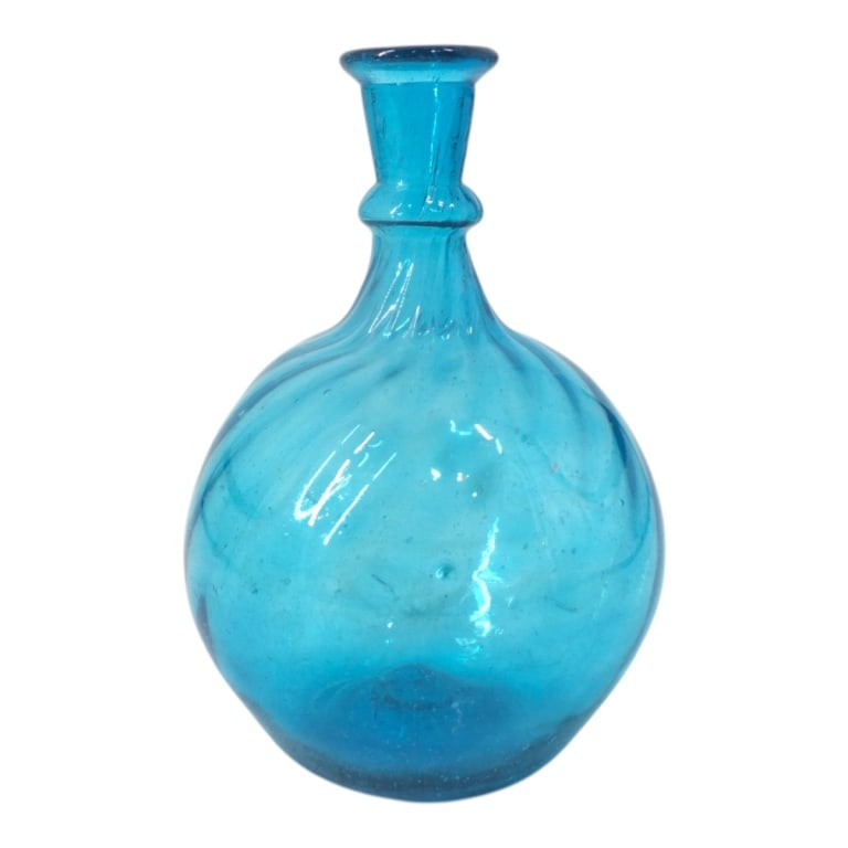 Vintage Blown Glass Demijohn Bottle: Vintage Blown Glass Demijohn Bottle. Unsigned. Measures 9" H. Condition: Good condition. Estimate 60 - 100 Domestic shipping Third Party