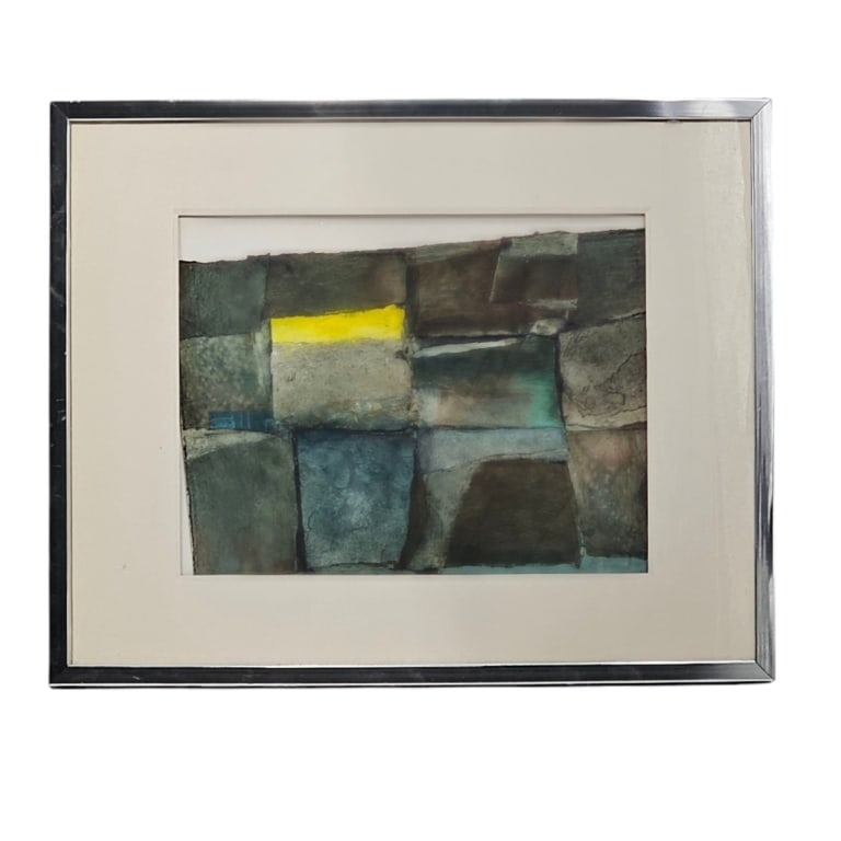 Wayne Session Watercolor/Paper "Abstract": Wayne Sessions, American-California-Florida (1924-1984) Watercolor on Paper "Abstract Composition" Signed Lower Left. Framed and under glass. Measures 10-1/4" x 13-1/4" (sight), frame 17" x 21". Condi
