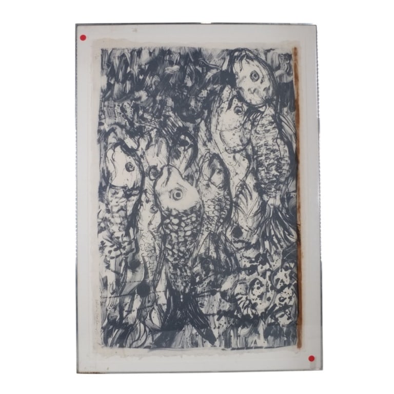 Malcolm Morely Lithograph on Handmade Paper "Fish" (1 of 7)