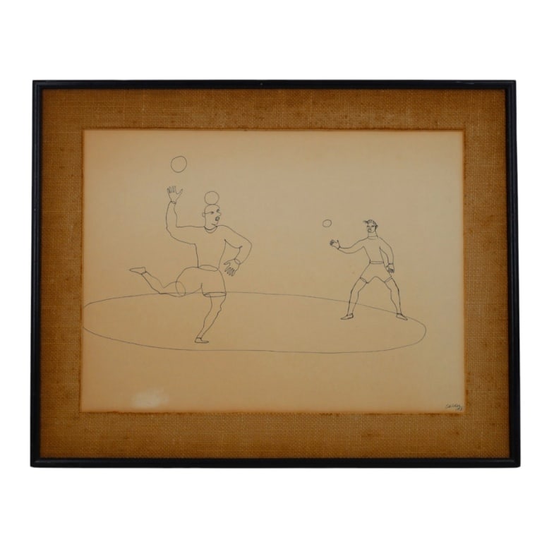 After Calder Offset Lithograph "Calder's Circus": After Alexander Calder (American, 1898-1976) Offset Lithograph from "Calder's Circus". Signed and dated 1931 in print. Framed, no glass. Has not been examined out of frame. Measures 12-1/4" x 16"
