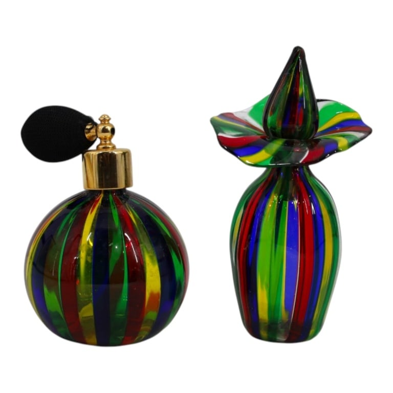 2 Vintage Murano Rainbow Glass Perfume Bottles (1 of 3)