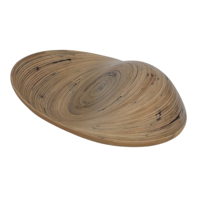 MCM Style Bamboo "Rhythmic" Fruit Bowl: MCM Style Bamboo "Rhythmic" Fruit Bowl. Made in Viet Nam. Measures 15" diameter. Condition: Good condition. Estimate 50 - 100 Domestic shipping Third Party