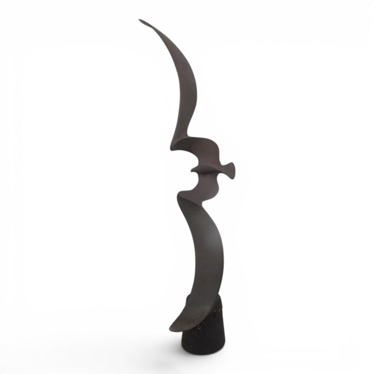 Hattakitkosol Somchai Bronze "Flight of the Bird": Hattakitkosol Somchai (Thai, 1934-2000) Vintage Bronze Sculpture "Flight of the Bird". Signed and numbered 26/100. Measures 49-1/2" x 14". Condition: Surface soiling, would benefit from cleaning and