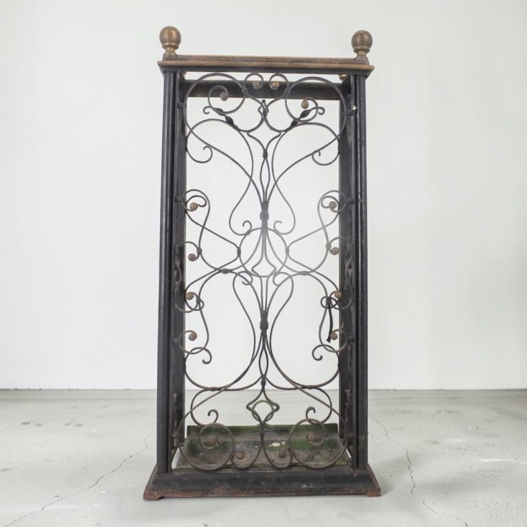 Victorian Wrought Iron & Brass Umbrella Stand (1 of 4)