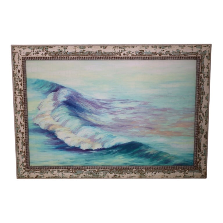 Vintage Oil on Canvas "Coastal Seascape": Vintage Oil on Canvas "Coastal Seascape". Unsigned. Measures 21" x 33" (sight), frame 27-1/2" x 39". Condition: Light craquelure or in good condition. Estimate 100 - 300 Domestic shipping Third Party