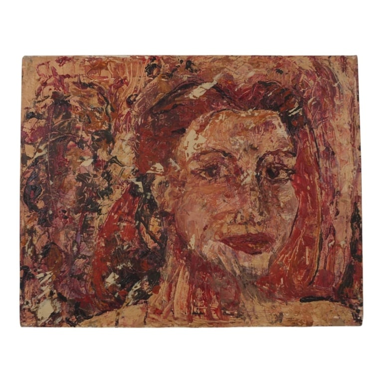 Vintage Expressionist Oil "Portrait of a Woman": Vintage Expressionist Mixed Media (Oil and paper) on Canvas "Portrait of a Woman". Unsigned. Unframed. Measures 16" x 20". Condition: Good condition. Estimate 50 - 100 Domestic shipping Third Party