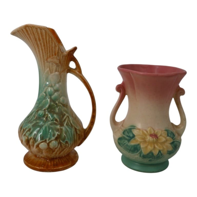 Vintage Hull Water Lily Vase, McCoy Grapevine Ewer (1 of 5)