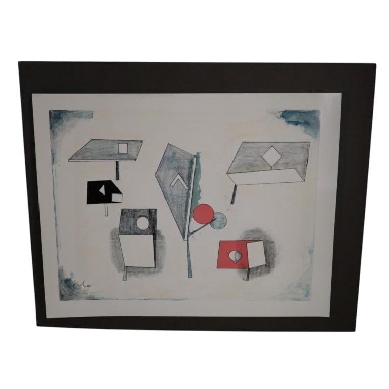 Paul Klee Lithograph "Sechs Arten/Six Species": Paul Klee Lithograph on Glossy Paper "Sechs Arten/Six Species". Facsimile signature. Unframed, affixed to cardboard. Full sheet measures 20" x 26", cardboard 24" x 30". Condition: Good condition.