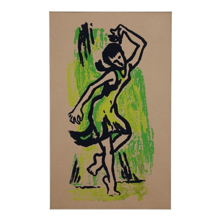 Mid Century Expressionist Lithograph "Dancer" - 2