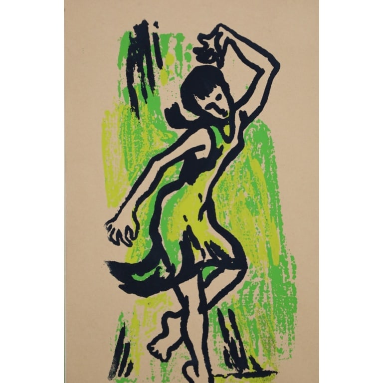 Mid Century Expressionist Lithograph "Dancer" - 3